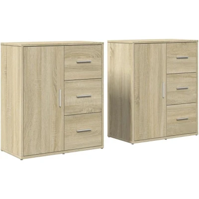 Image of vidaXL Sideboards 2 pcs Sonoma Oak 60x31x70 cm Engineered Wood