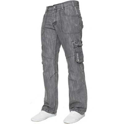 Image of Enzo Mens Cargo Combat Jeans Trousers Casual Work Denim Pants All Waist Sizes Grey 44 Short