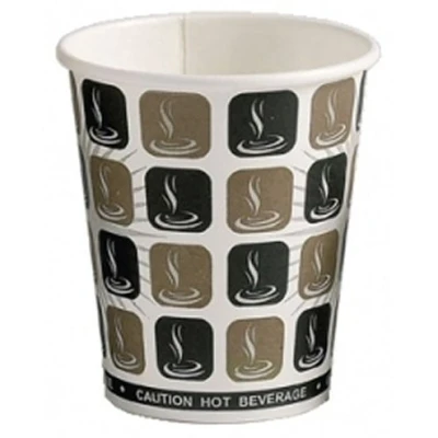 Image of Thali Outlet® 500 x 10oz Mocha Cafe Printed Paper Single Wall Disposable Tea Coffee Cappuccino Hot Drinks Cup