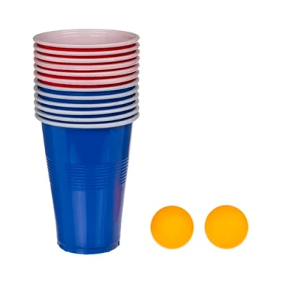 Image of Navoys 14pc Beer Pong Game Set, Drinking for Stag &amp; Hen Parties, Christmas and Holidays. Includes 2 Balls, 6 Red Cups Blue