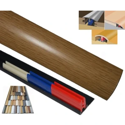 Image of Laminated Threshold Strip Clip System 38mm x 90cm Multi Height &amp; Pivot Self Adhesive Easy Fit (Light Oak)