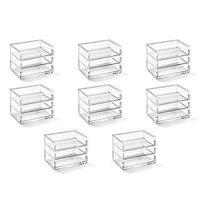 Image of OSCO Very Small Clear Acrylic 3 Drawer Chest 8 Pack Pin Storage Jewellery Paperclips Stationery H10 x W12 D9 cm