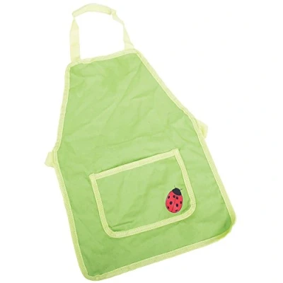Image of Bigjigs Toys Kids Green Gardening Apron 100% Cotton Aprons for Children with Ladybird Accent the Garden, Pocket To Store Tools, 3 years +