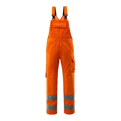 Image of Mascot 16869 860 14 Devonport Safe Light One Tone Class 2 Bib and Brace with Kneepad Pockets, Size 82C60, Hi Vis Orange