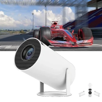 Image of Beam Master Projector, Pro Portable 4k Auto Keystone 2.4/5g Wifi with Bluetooth 130 Inch Screen Mini 180 Adjustment Smart Projector (White)