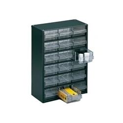 Image of Clear 18 Drawer System Dark Grey Storage Cabinet