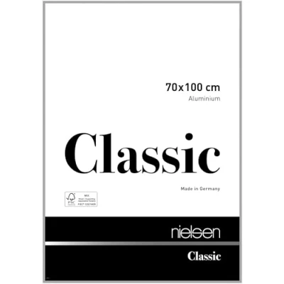 Image of nielsen Classic Photo Frame, 70x100cm Silver Aluminium Picture Frame with Protective Float Glass and Push Turn Clips Polished