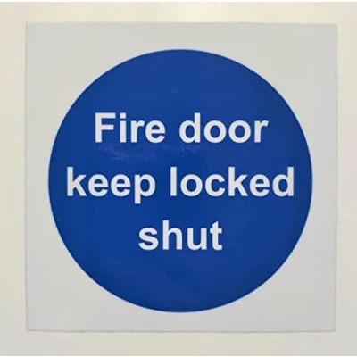Image of Fire Door Keep Locked Shut Safety Sign Self Adhesive Sticker 100mm x