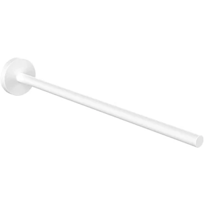 Image of emco Round Towel Rail No Drilling 30 cm Single Arm for Wall Mounting Rigid Metal Holder Guest Towels Bath in Matt White