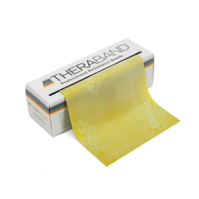 Image of THERABAND Original Fitness Band, Thera Band Resistance for Strength Training and Weight Loss at Home or Terra in the Gym, 5.5 m Roll, Yellow, Lightweight