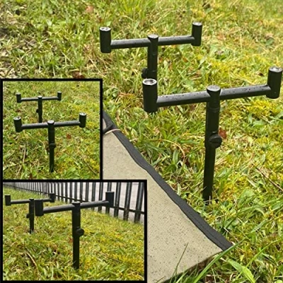 Image of 2 ROD BUZZ BAR SET BLACK WITH BAG 20 30CM BANK STICKS 13CM BARS CARP FISHING