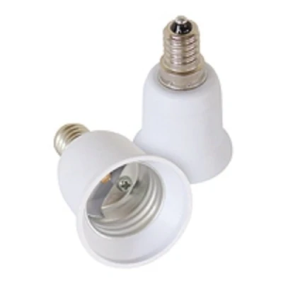 Image of Pack of 2 Lamp Socket Adapter Converter for E14 E27 GU10 B22 LED Halogen and Energy Saving Bulbs (2 x to E27)