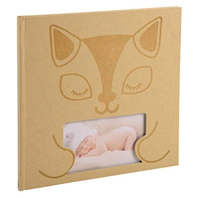 Image of Exacompta Ref 14562E Zephire Cat Baby Medium Photo Album 250 x 250mm in Size, 30 White Pages, Holds Up To Approx. 60 Photos Beige Windowed Cover