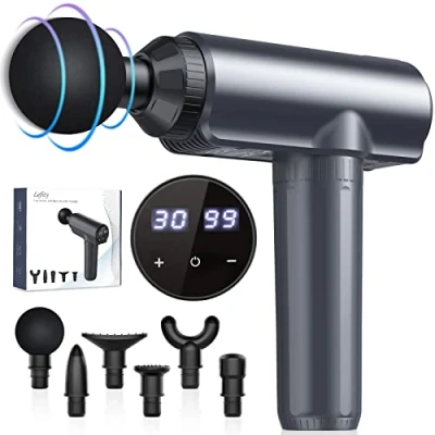 Image of Massage Gun Deep Tissue, Lefity Muscle Gun, 30 Speeds and 6 Head 2600mAh Electric Handheld Massager with Type C Charging for Pain Relief
