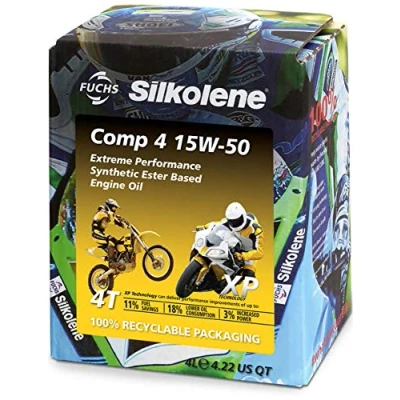 Image of Silkolene Comp 4 15W 50 15W50 XP 4T Stroke Bike Engine Oil Litres 4L Lube Cube Box