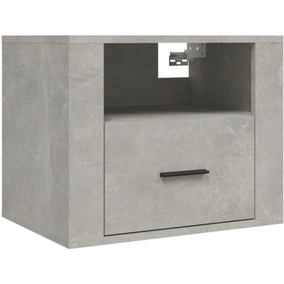 Image of vidaXL Wall mounted Bedside Cabinet Concrete Grey 50x36x40 cm