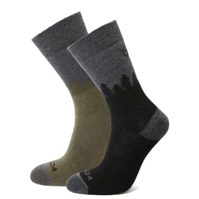 Image of TOG24 Unisex Krems Trek Socks Black/Khaki Multicolour Wool (archived) Size Large