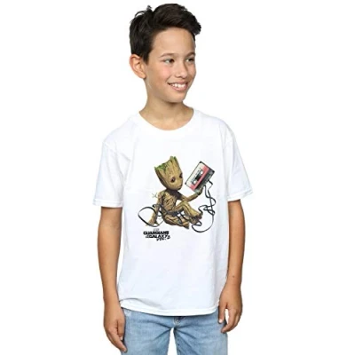 Image of Marvel Boys Guardians of The Galaxy Groot Tape T Shirt White 5 6 Years