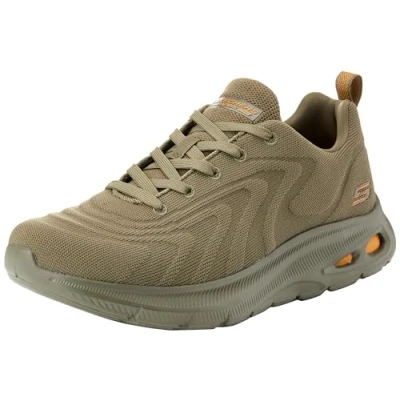 Image of Skechers Men&#039;s BOBS Unity Sleek Revive Trainers, Olive Engineered Knit, 5.5 UK