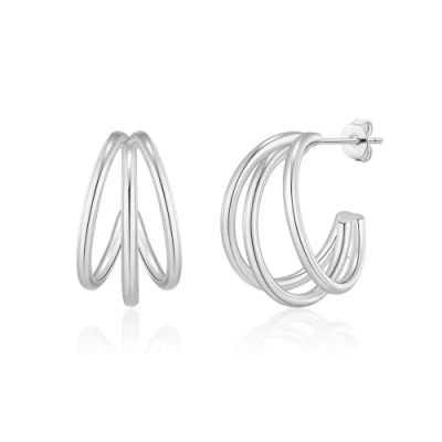 Image of Philip Jones Silver Plated Triple Hoop Earrings