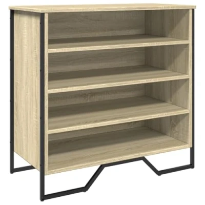 Image of vidaXL Shoe Cabinet Storage Shelf Rack Sonoma Oak Engineered Wood, 80x38x78 cm