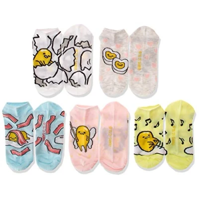 Image of gudetama Women&#039;s 5 Pack No Show Socks Casual, Pastel Multi, 8 10 UK