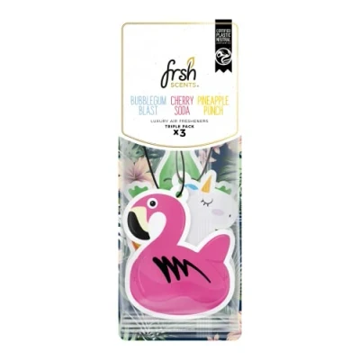 Image of FRSH Scents VO005 Vacation Collection Bubblegum Blast, Cherry Soda &amp; Pineapple Punch Inflatable Luxury heavy weight Card for Cars Lifespan Upto 30 Days Variety Pack of 3
