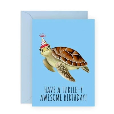 Image of Central 23 Happy Birthday Card For Men Women Turtle y Awesome Sweet Greeting Cards Her Him Gifts Mum Dad Sister Comes With Fun Stickers