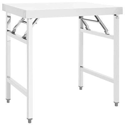 Image of vidaXL Stainless Steel Kitchen Work Table, Foldable Food Prep Suitable for Bar, Restaurant, School, 85x60x80 cm Silver