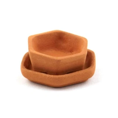 Image of MyTinyWorld Dolls House Miniature Garden Terracotta Flower Pot with Tray