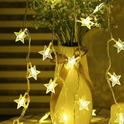 Image of BIUYO Fairy Lights Battery Powered Stars String 5M 50 LED Operated Decorative Lighting for Christmas Wedding Birthday Indoor Outdoor Use(Warm White)
