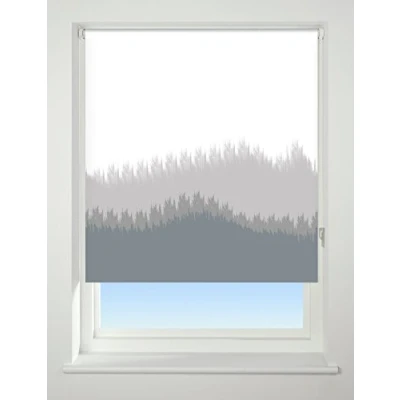 Image of UNIVERSAL Blur Border Patterned Thermal Blackout Roller Blind, Grey, W60cm