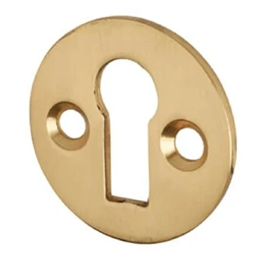 Image of Chivrose Ltd Zoo Hardware Victorian Standard Profile Keyhole OPEN Cover Escutcheon 32mm + Screws (Polished Brass)