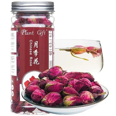 Image of Plant Gift Chinese Rose Flower, 月季花 Red Tea, Dried Petals, Herbal Flower Rosebud Herb Loose Leaf Tea Fragrant Natural Healthy 50G/1.76oz
