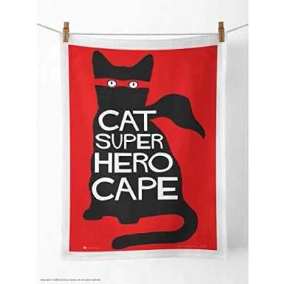 Image of Brainbox Candy Funny Novelty &#039;Cat Super Hero Cape&#039; Tea Towel