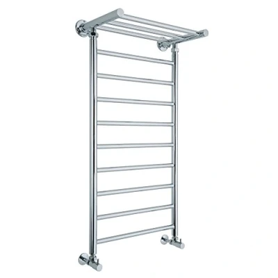 Image of Milano Pendle Chrome Ladder Style Heated Towel Rail Shelf 994mm x 532mm