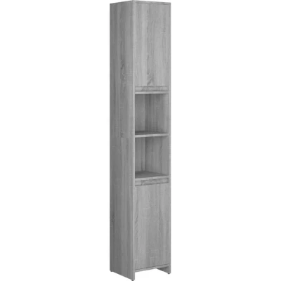 Image of vidaXL Bathroom Cabinet Grey Sonoma 30x30x183.5 cm Engineered Wood