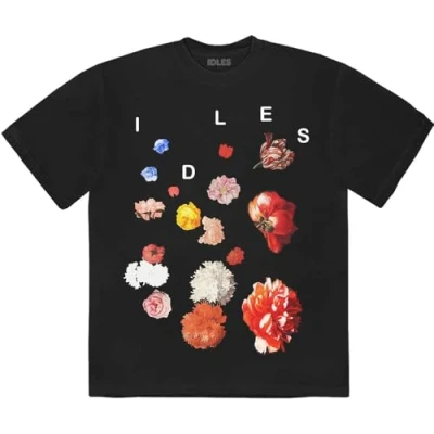 Image of Rock Off officially licensed products Idles Flowers Band Logo T Shirt L Black