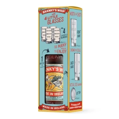 Image of Shanky&#039;s Whip Shot Glass Gift Pack The Original Black Liqueur and Whiskey Blend Flavoured with Caramel Vanilla Set