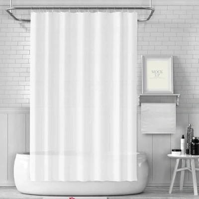 Image of LUKDUNG 180 x cm Bath Curtain, Shower Anti Mould in Bathroom, Curtain for Bathtub, Shower, Made of Fabric, Waterproof, Washable, Washable PEVA with 12 Rings,