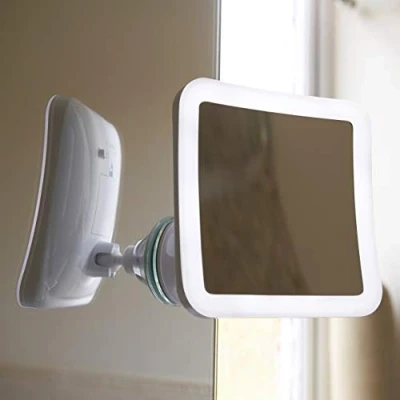 Image of Auraglow Wireless Illuminated 10X Magnifying Shaving Makeup Beauty Bathroom Mirror with LED Light &amp; Locking Suction Cup