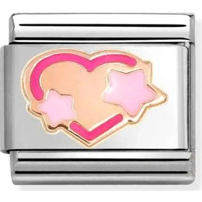 Image of Nomination Rose Gold Pink Fuchsia Star Heart Charm