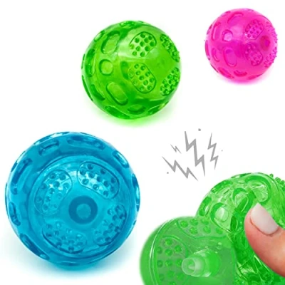 Image of 3 x 7.5cm DURABLE Dog Balls Squeaky Toys Chew Waterproof Floating Bouncy Rubber Ball Hollow Interactive for Boredom Pet ((Pack of 3), Balls)