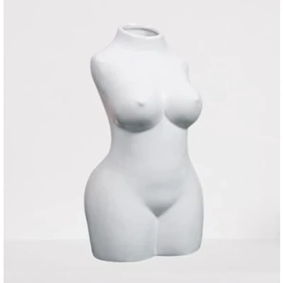 Image of The Leonardo Collection Large White Body Bust Vase Human Ceramic Female Form Butt Plant Pot Lady Woman Planter Decorative Art Sculpture (White)