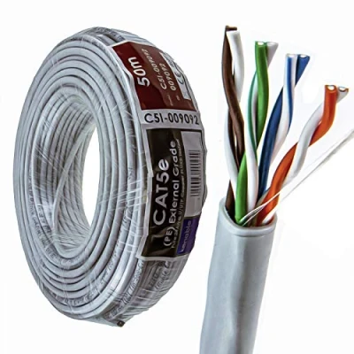 Image of kenable External CAT5e CCA Outdoor Use Ethernet Network Cable Reel UTP Grey 50m [50 Meter/50m]