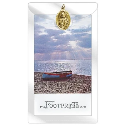 Image of Footprints Prayer Card and Medal