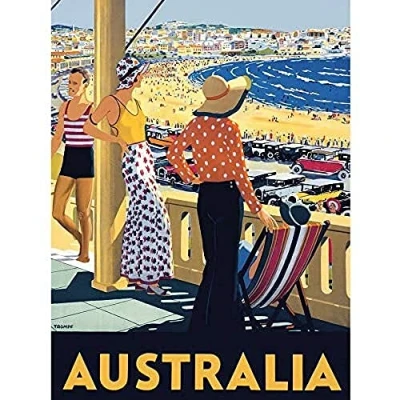 Image of Wee Blue Coo Australia Travel Bondi Beach Sea Sun Unframed Wall Art Print Poster Home Decor Premium