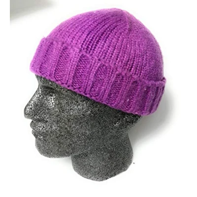 Image of Knitted Fisherman Trawler Skully Beanie hat Vintage Style Mens Womans Hipster Skull Cap (Purple)