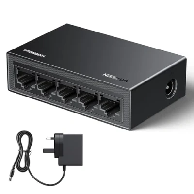 Image of UGREEN Ethernet Splitter,5 Port Network Switch,High speed Gigabit Switch Hub,Desktop &amp; Wall Mounting Internet Splitter,Plug Play LAN for TV/Laptop/Switch/Router/Monitor