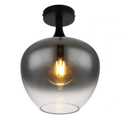 Image of Maxy Globe Ceiling Light Matt Black Smoke Glass Shade 1x E27